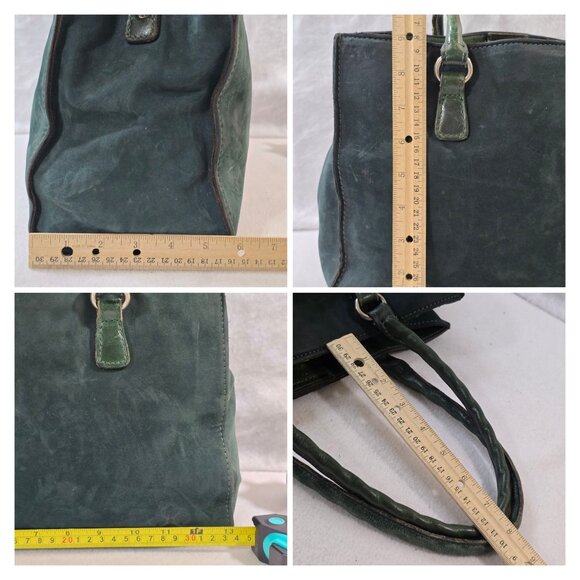 Patricia Nash Dark Green Leather Brushed Italian Nubuck Primrose Satchel Handbag - Picture 11 of 13